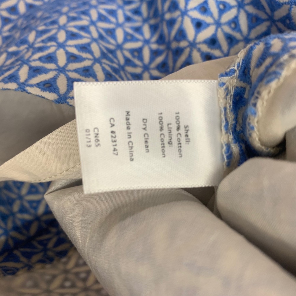 Talbots Blue White Geometric Eyelet Cotton Pencil Skirt Size 14 NWT - Picture 3 of 7